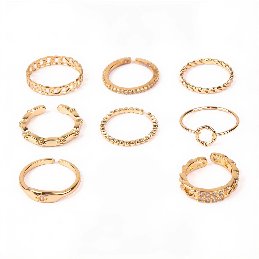 Set Of 8 Spiral Symphony Rings | Salty