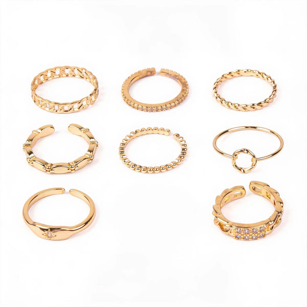 Set Of 8 Spiral Symphony Rings
