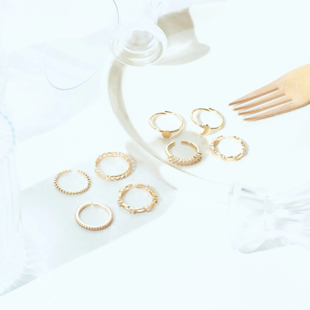 Set Of 8 Stairway to Bliss Rings | Salty