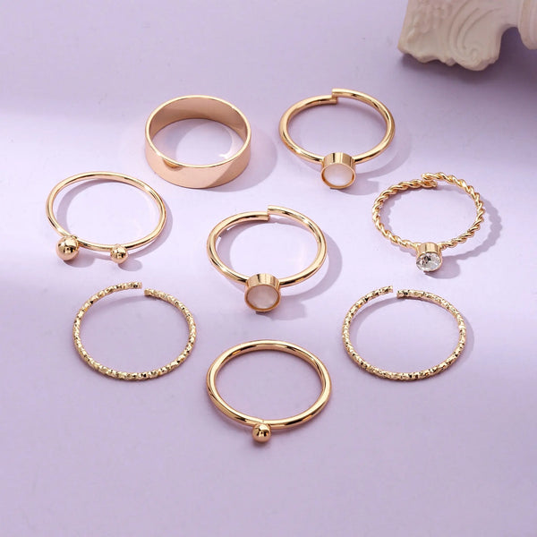 Set Of 8 Tiered Elegance Rings