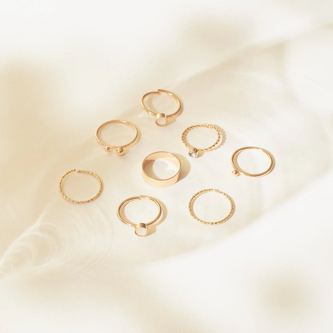 Set Of 8 Tiered Elegance Rings | Salty