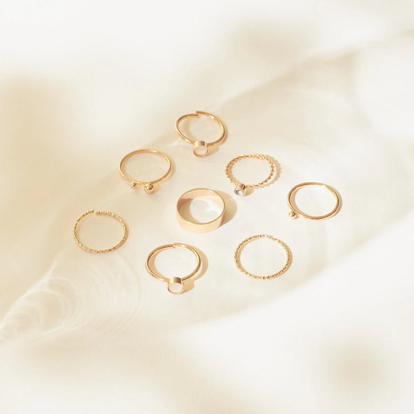 Set Of 8 Tiered Elegance Rings