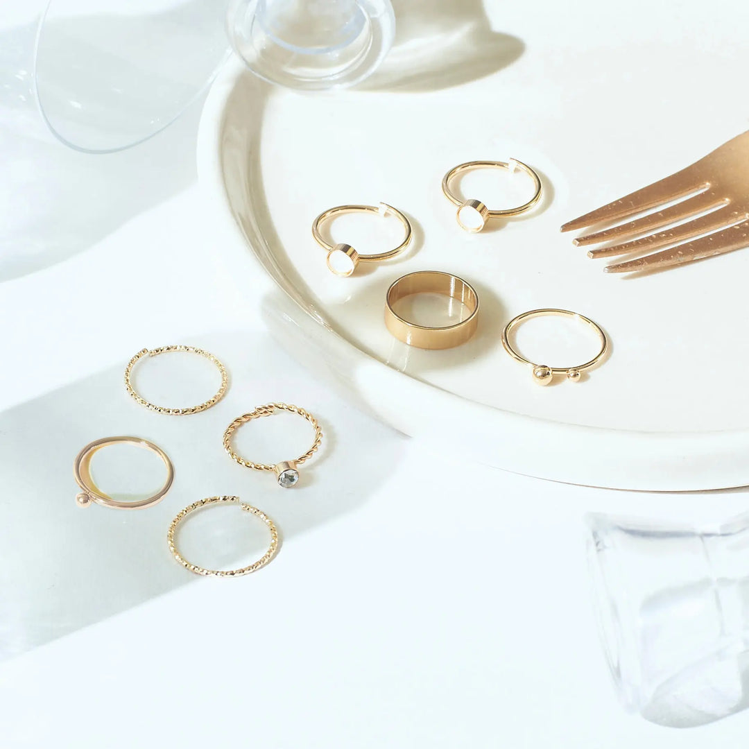 Set Of 8 Tiered Elegance Rings | Salty