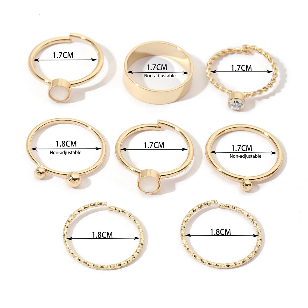 Set Of 8 Tiered Elegance Rings | Salty