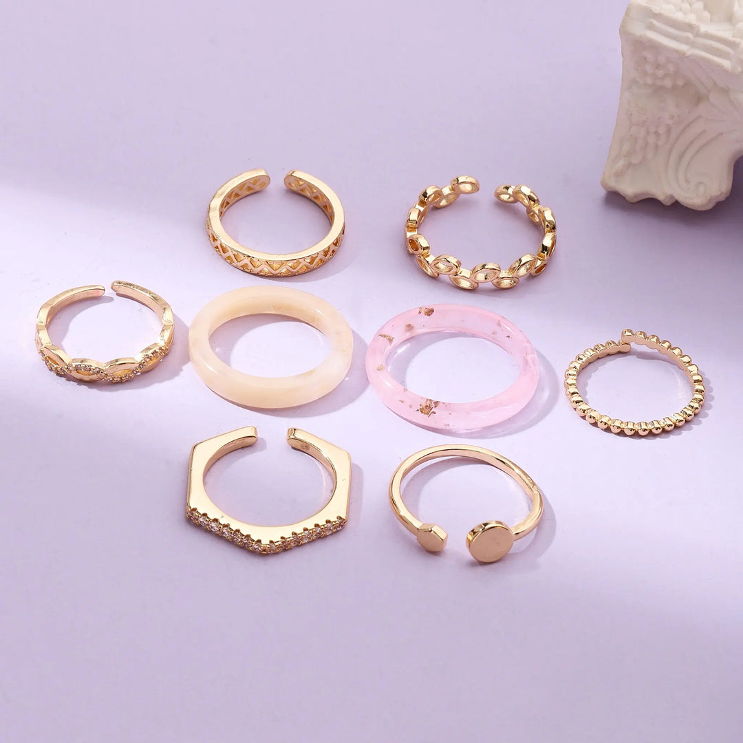 Set Of 8 Urban Chic Rings | Salty