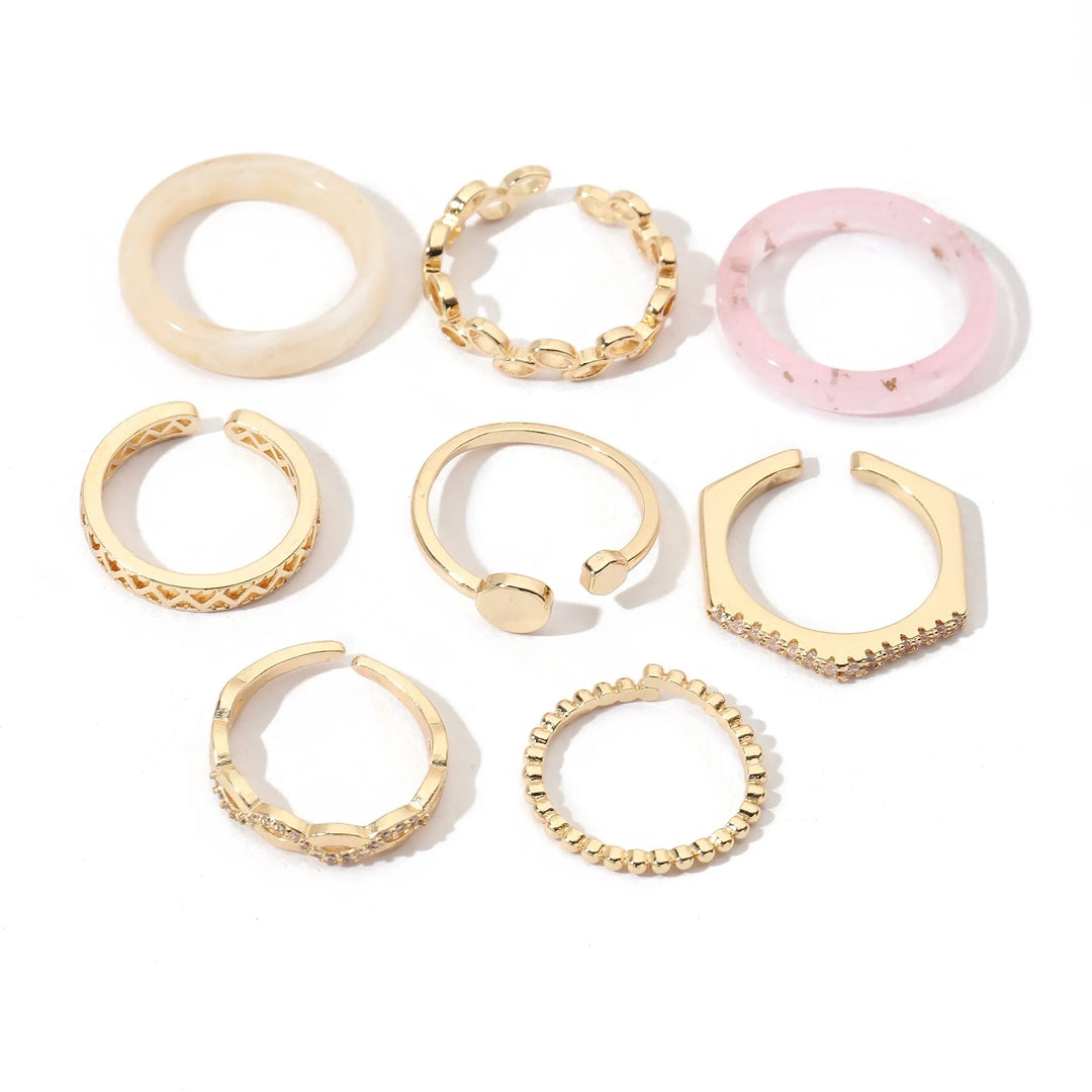 Set Of 8 Urban Chic Rings | Salty