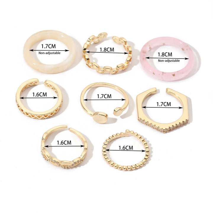 Set Of 8 Urban Chic Rings | Salty