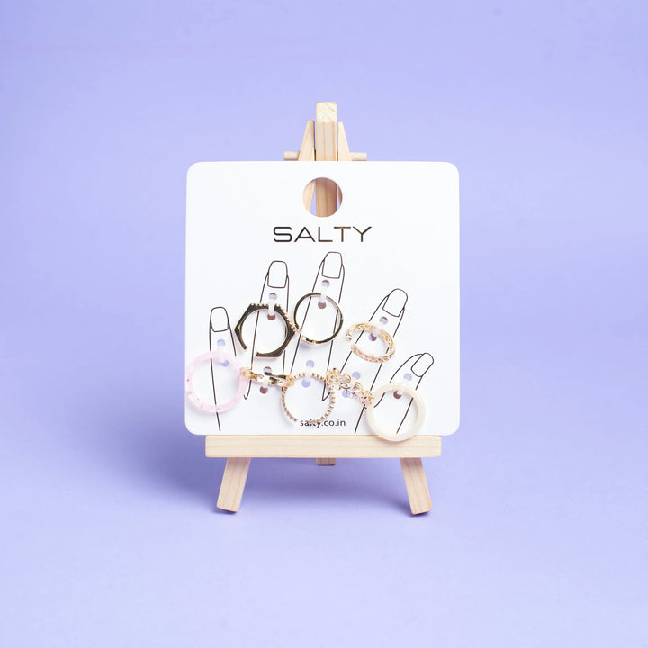 Set Of 8 Urban Chic Rings | Salty