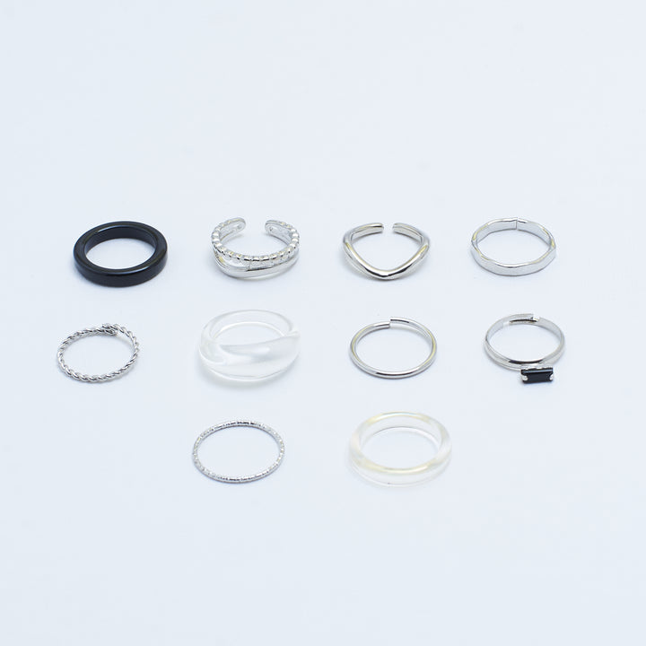 Set Of 10 Stackable Harmony Rings | Salty