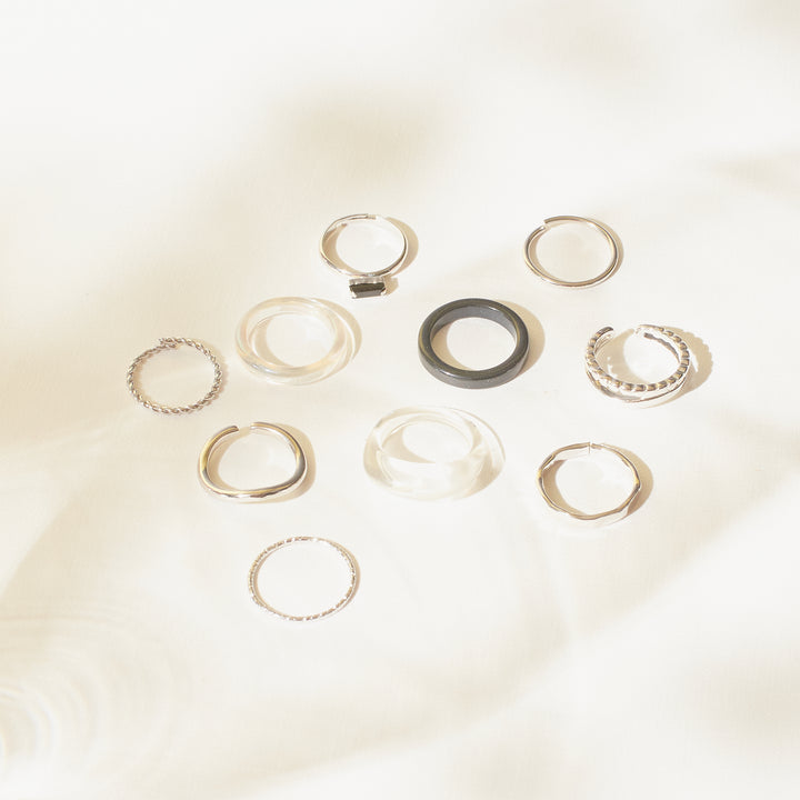 Set Of 10 Stackable Harmony Rings | Salty