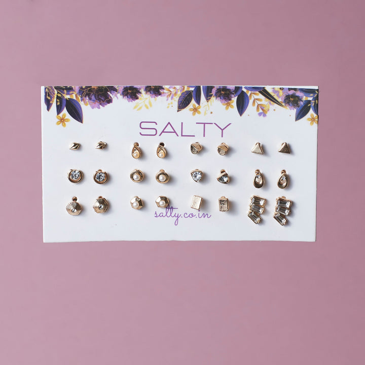 Set Of 12 Petite Pearls Studs