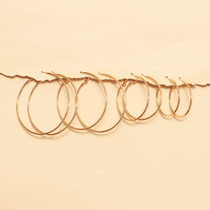 Set Of 4 Casual Golden Hoops
