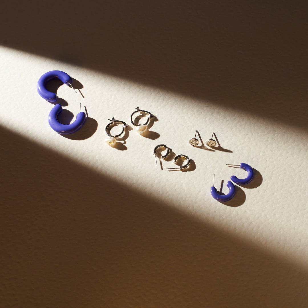 Set Of 5 Blue Bliss Shell Earrings Set