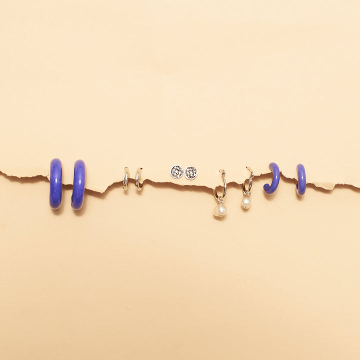 Set Of 5 Blue Bliss Shell Earrings Set