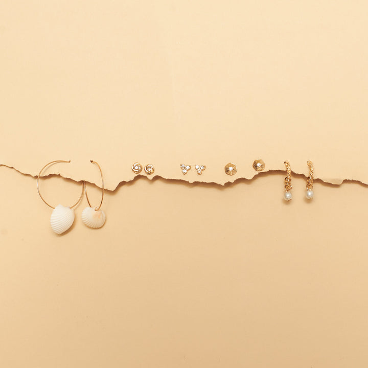 Set Of 5 Celestial Gold Earrings