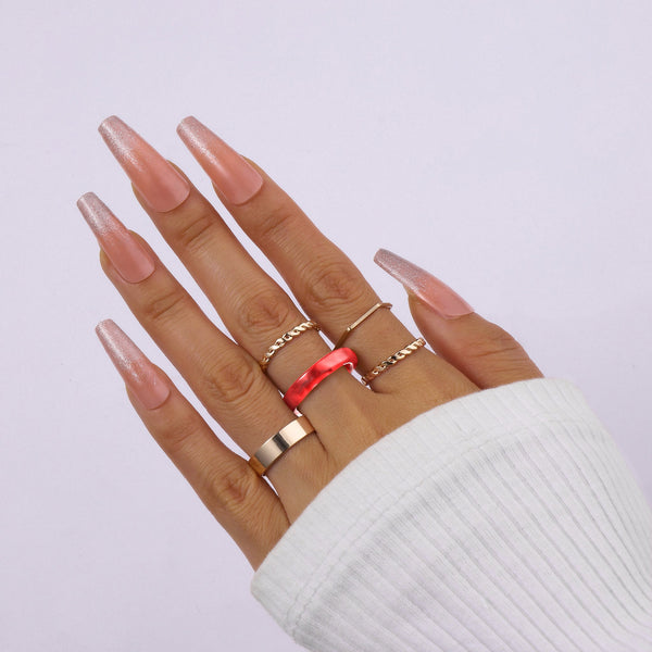 Set Of 5 Fusion Finesse Rings