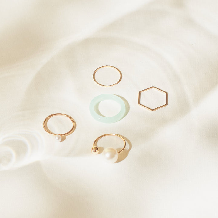 Set Of 5 Groove Rings