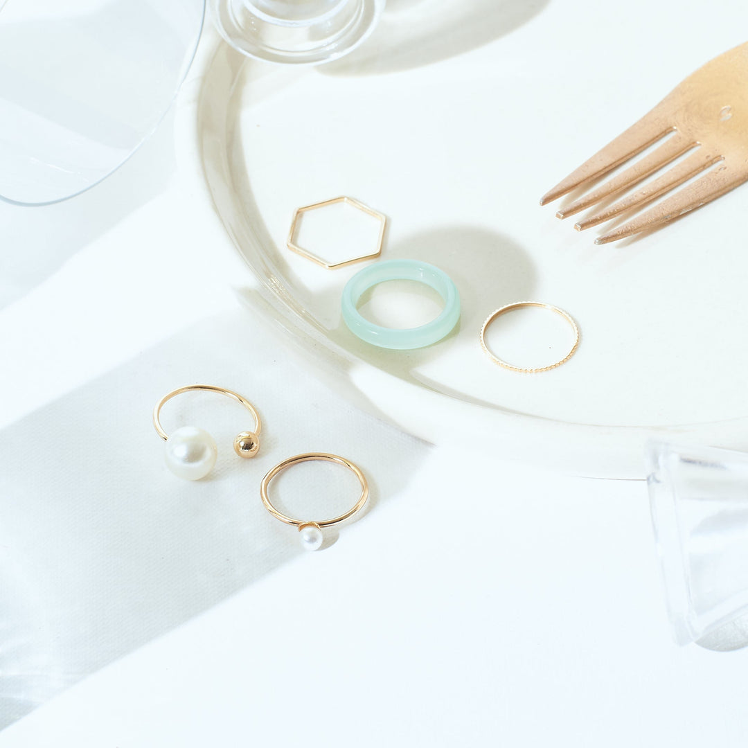 Set Of 5 Groove Rings