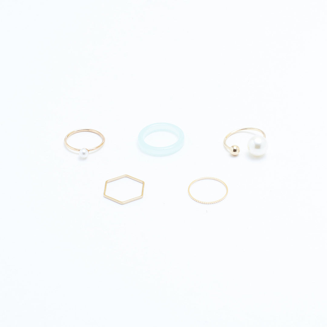 Set Of 5 Groove Rings