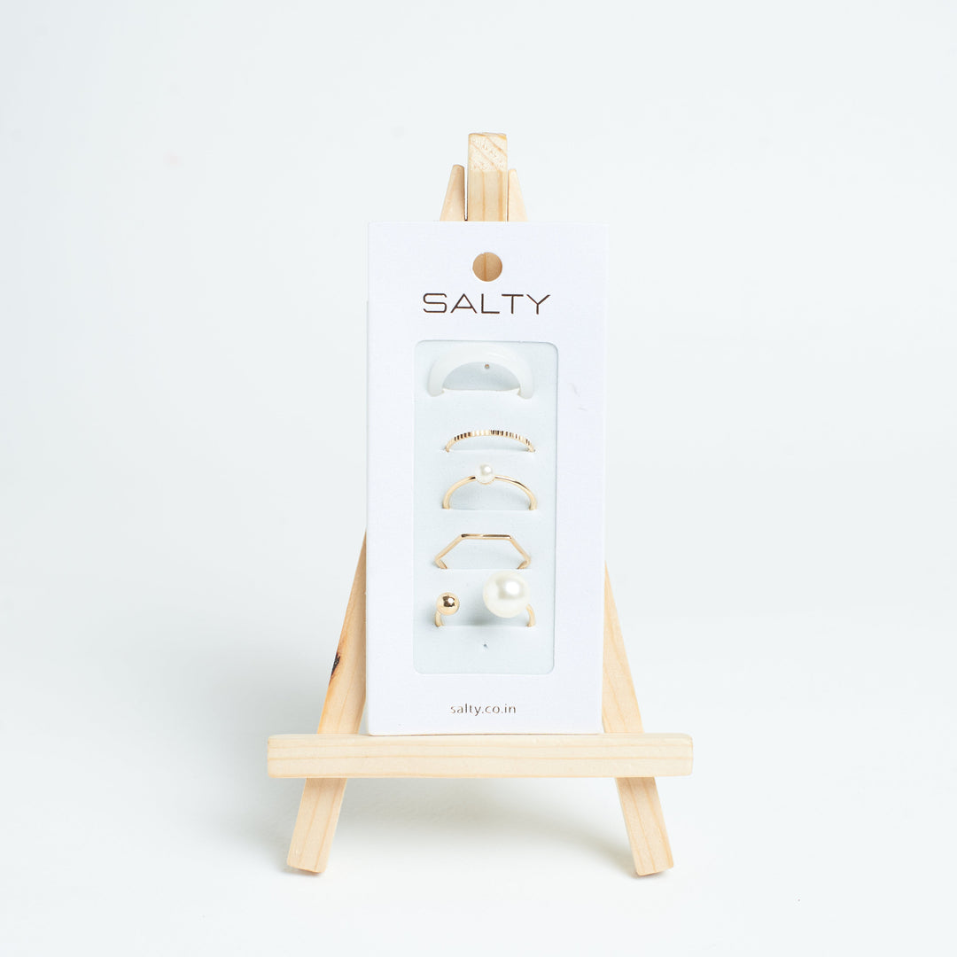 Set Of 5 Heavenly White Gold Rings