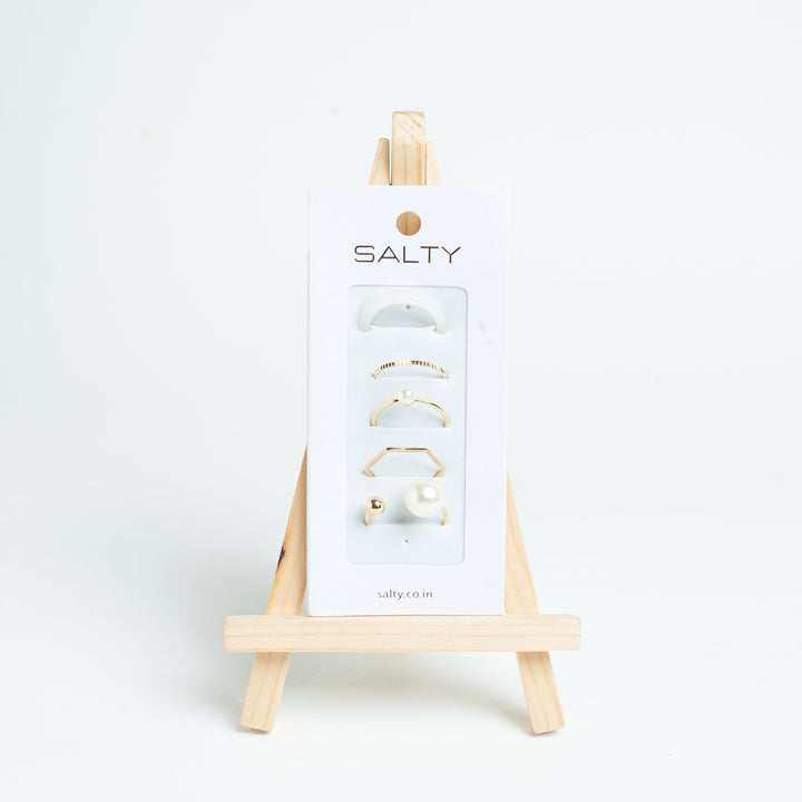 Set Of 5 Heavenly White Gold Rings