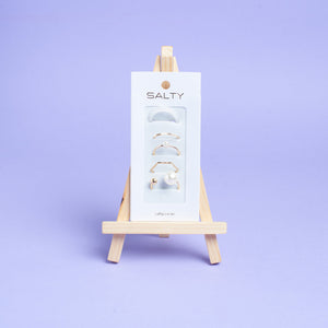 Set Of 5 Heavenly White Gold Rings - Salty Accessories