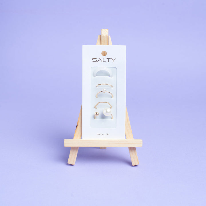 Set Of 5 Heavenly White Gold Rings