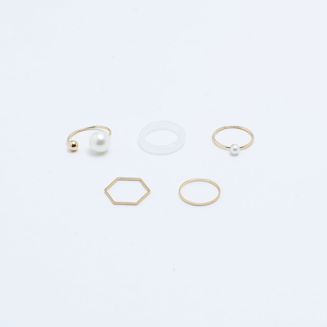 Set Of 5 Heavenly White Gold Rings