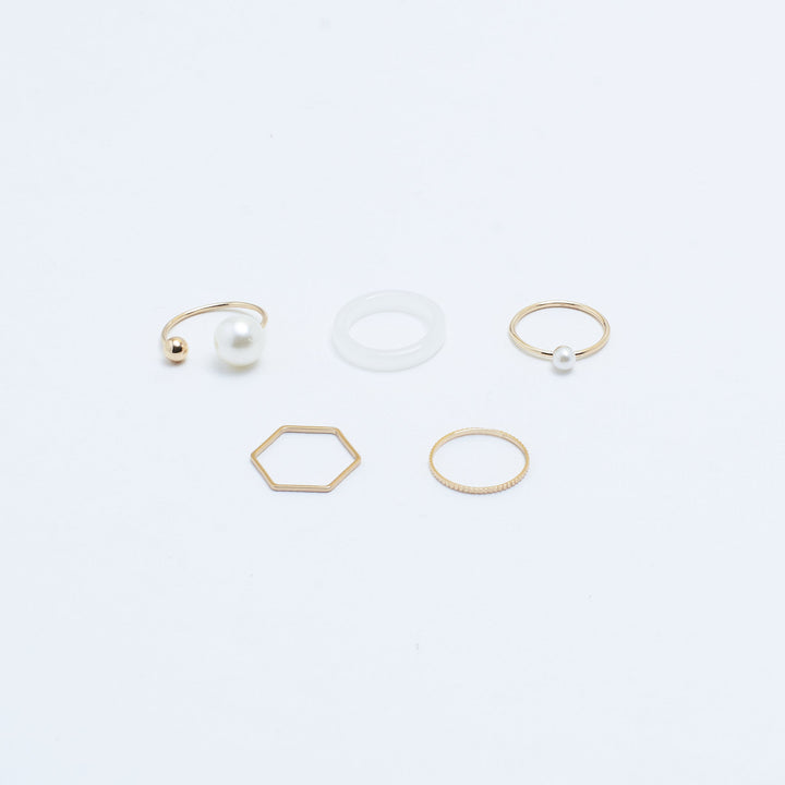 Set Of 5 Heavenly White Gold Rings