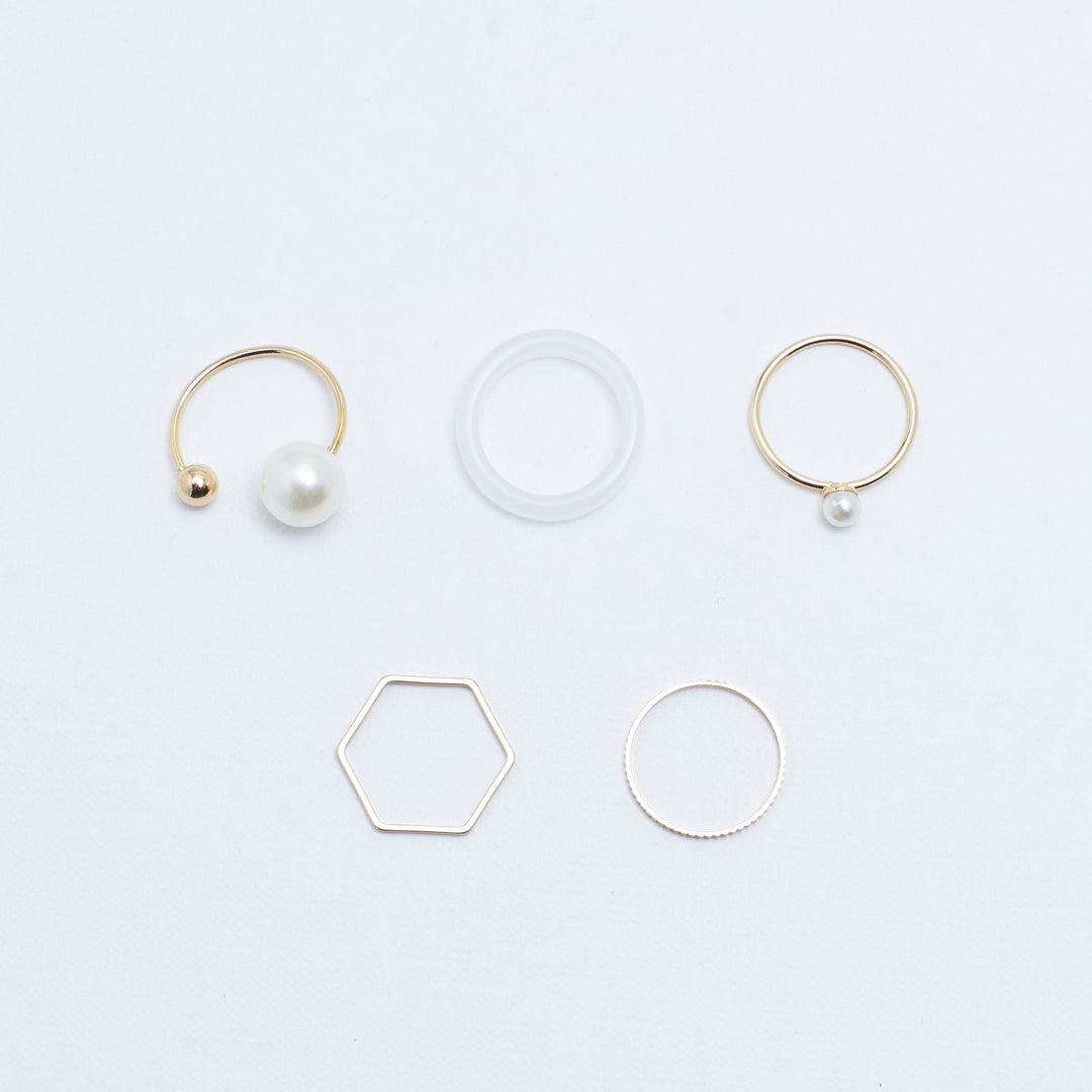 Set Of 5 Heavenly White Gold Rings