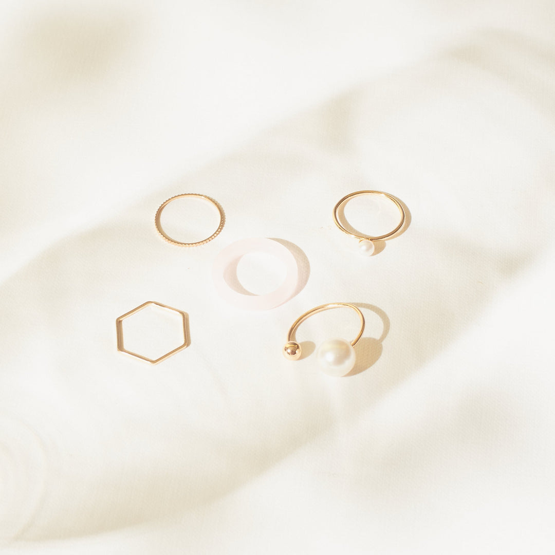 Set Of 5 Jamila Rings