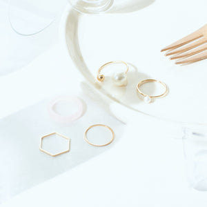 Set Of 5 Jamila Rings - Salty Accessories