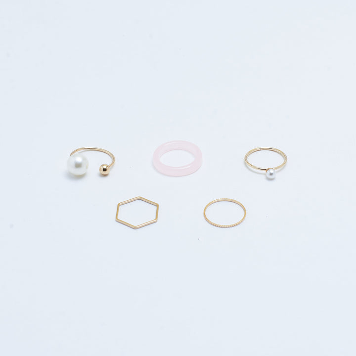 Set Of 5 Jamila Rings