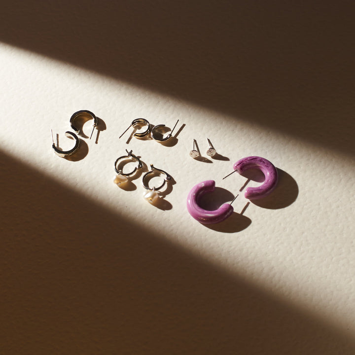 Set Of 5 Lavender Luxe Silver Earrings