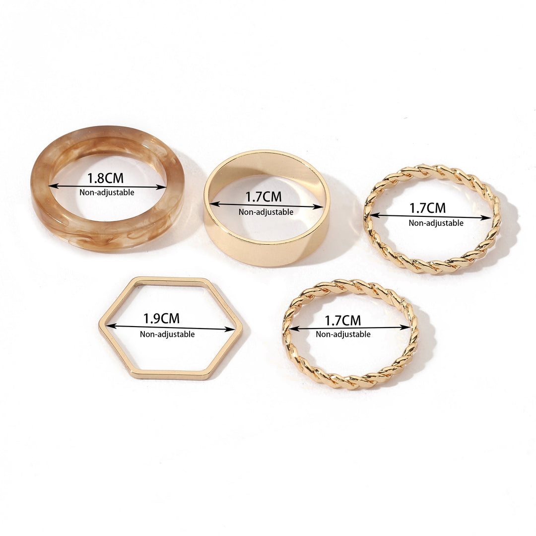 Set Of 5 Lushy Mushy Rings