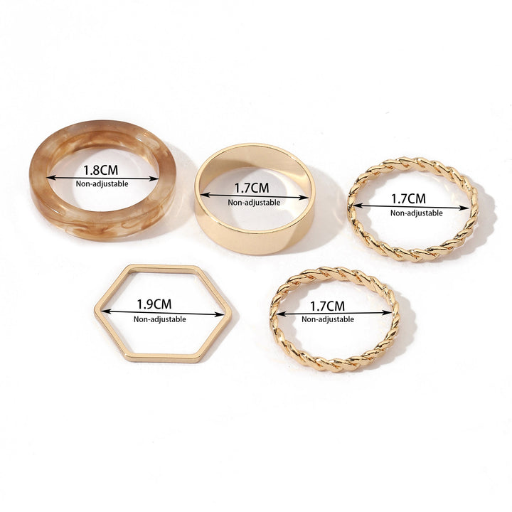 Set Of 5 Lushy Mushy Rings