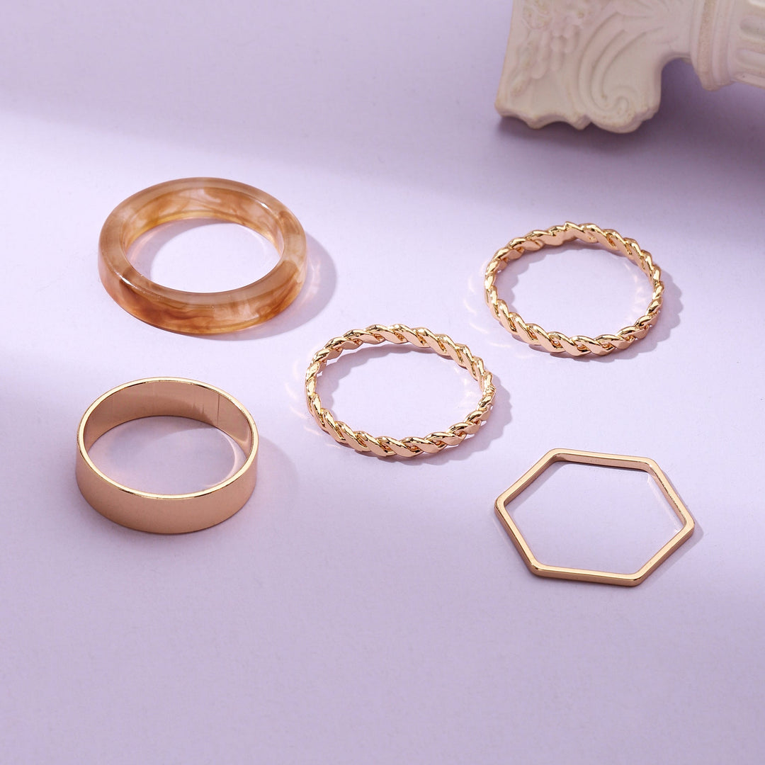 Set Of 5 Lushy Mushy Rings