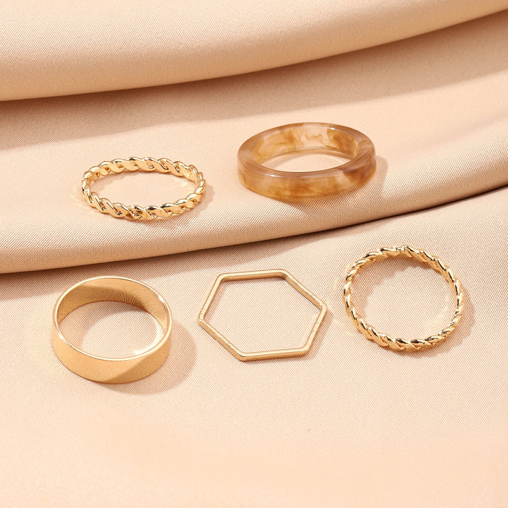 Set Of 5 Lushy Mushy Rings