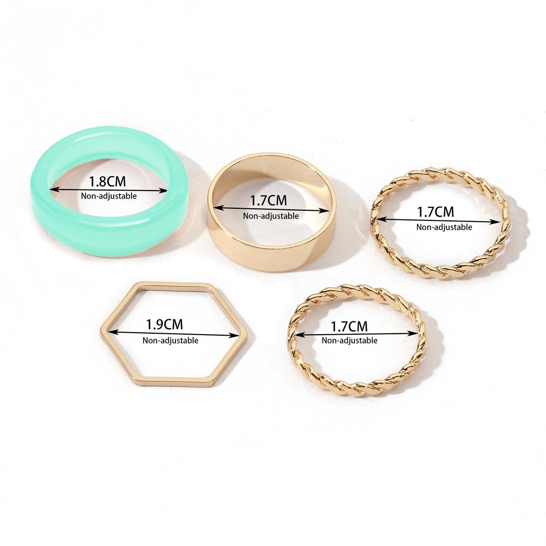 Set Of 5 Mint Tint Rings