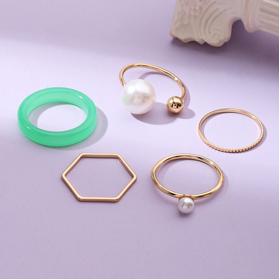 Set Of 5 Modern Maven Rings