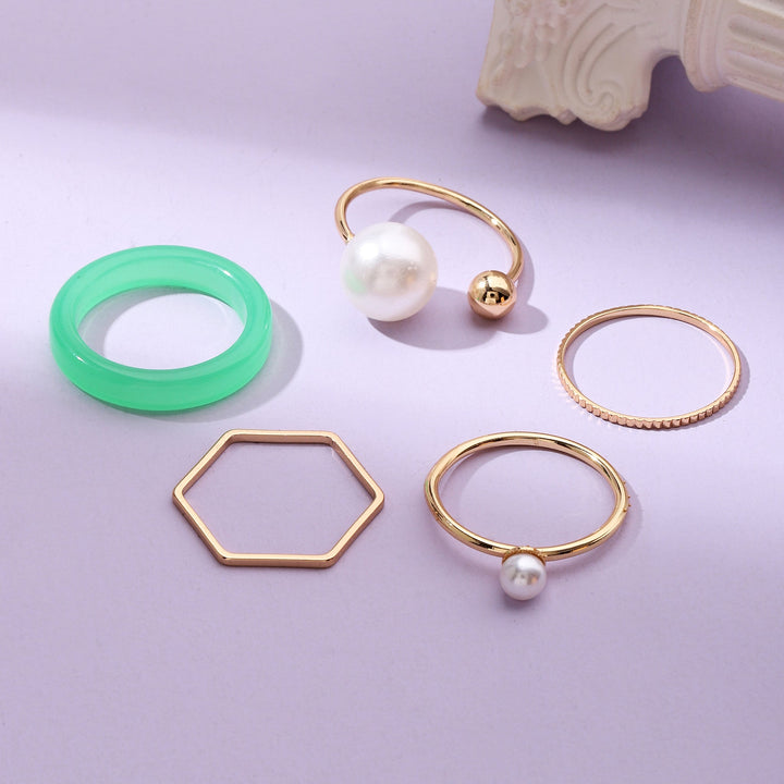 Set Of 5 Modern Maven Rings