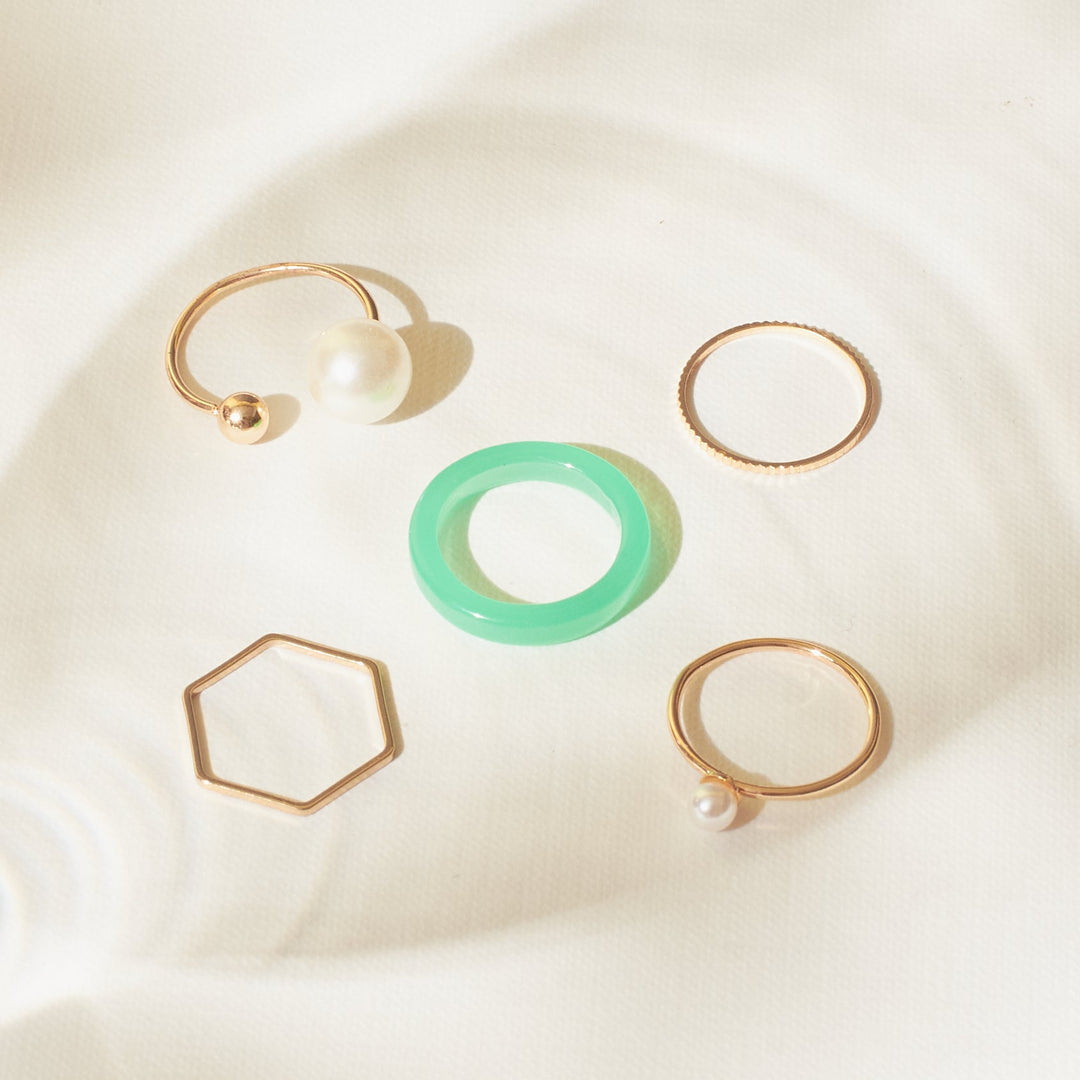 Set Of 5 Modern Maven Rings