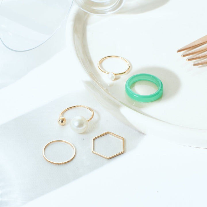 Set Of 5 Modern Maven Rings