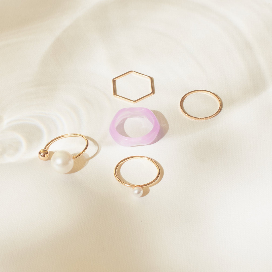 Set Of 5 Morgan Rings - Salty Accessories