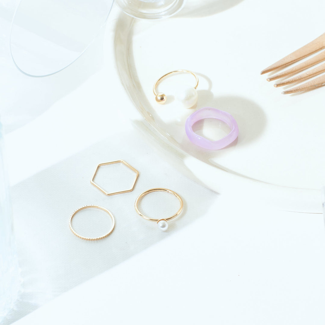 Set Of 5 Morgan Rings - Salty Accessories