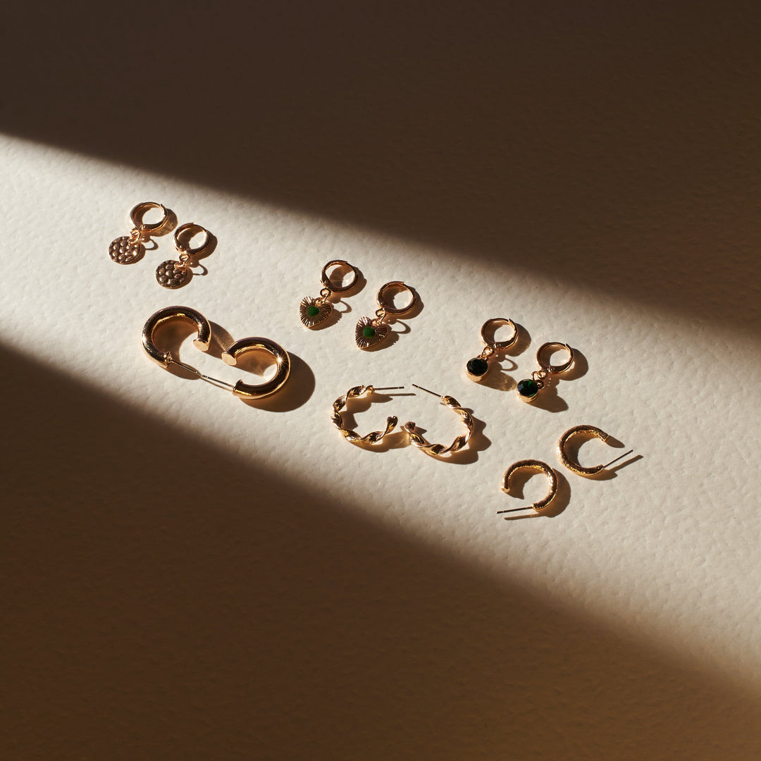 Set Of 6 Chic Emerald Earring Set