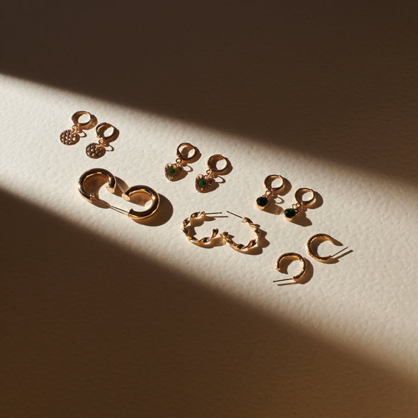 Set Of 6 Chic Emerald Earring Set
