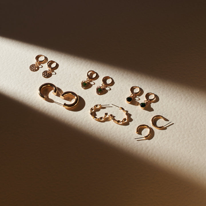 Set Of 6 Chic Emerald Earring Set