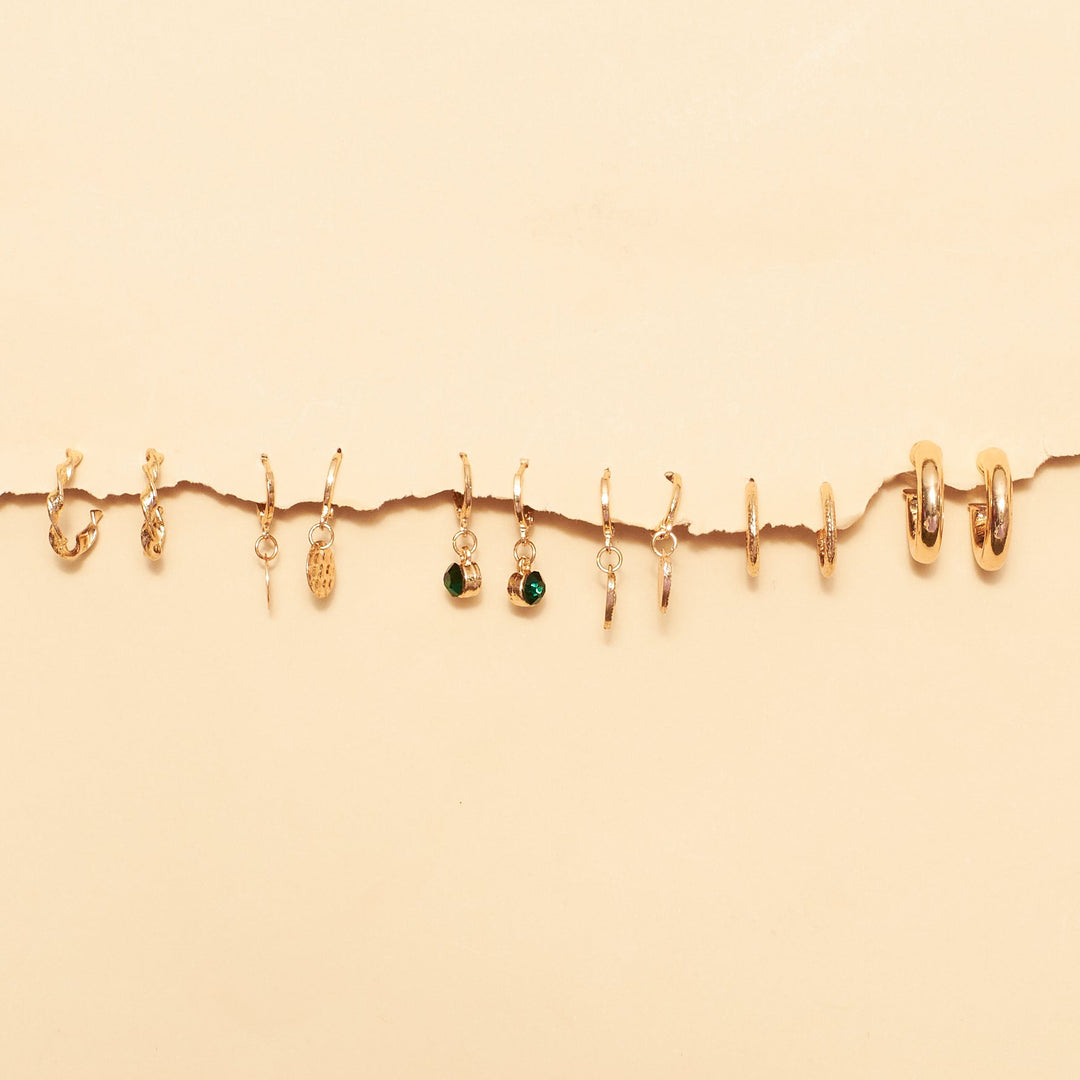 Set Of 6 Chic Emerald Earring Set