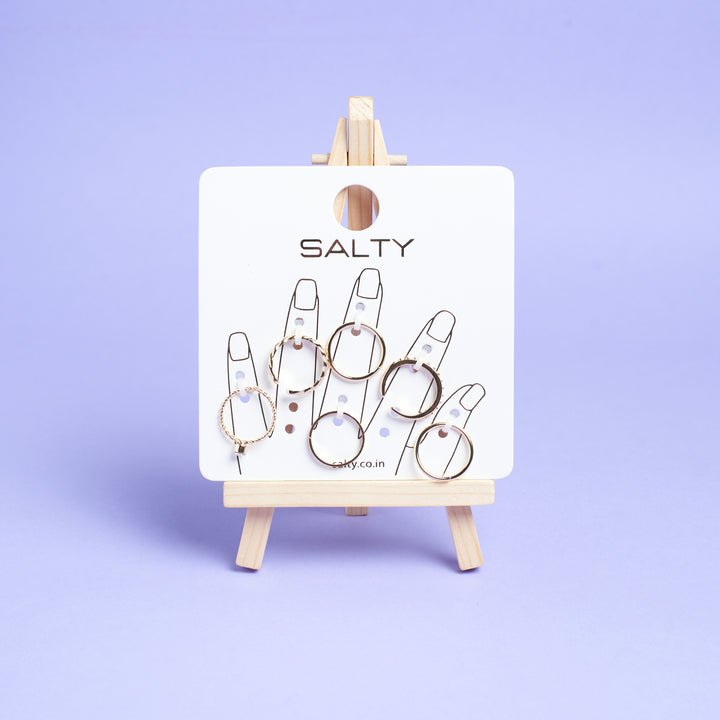 Set Of 6 Golden Sage Rings | Salty